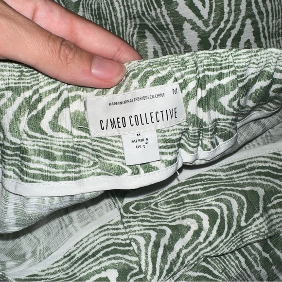 C/MEO COLLECTIVE green and white Arbor button fly wide leg pants 4 - Picture 5 of 10